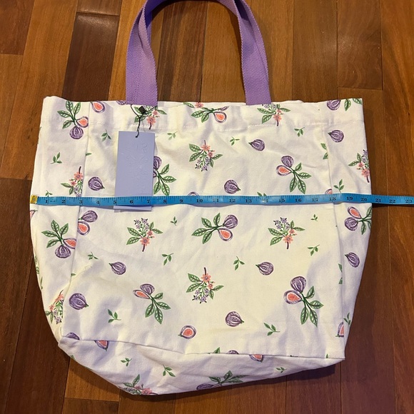 Serenite Floral and Fig Canvas Tote Bag - White and Purple - Picture 3 of 4